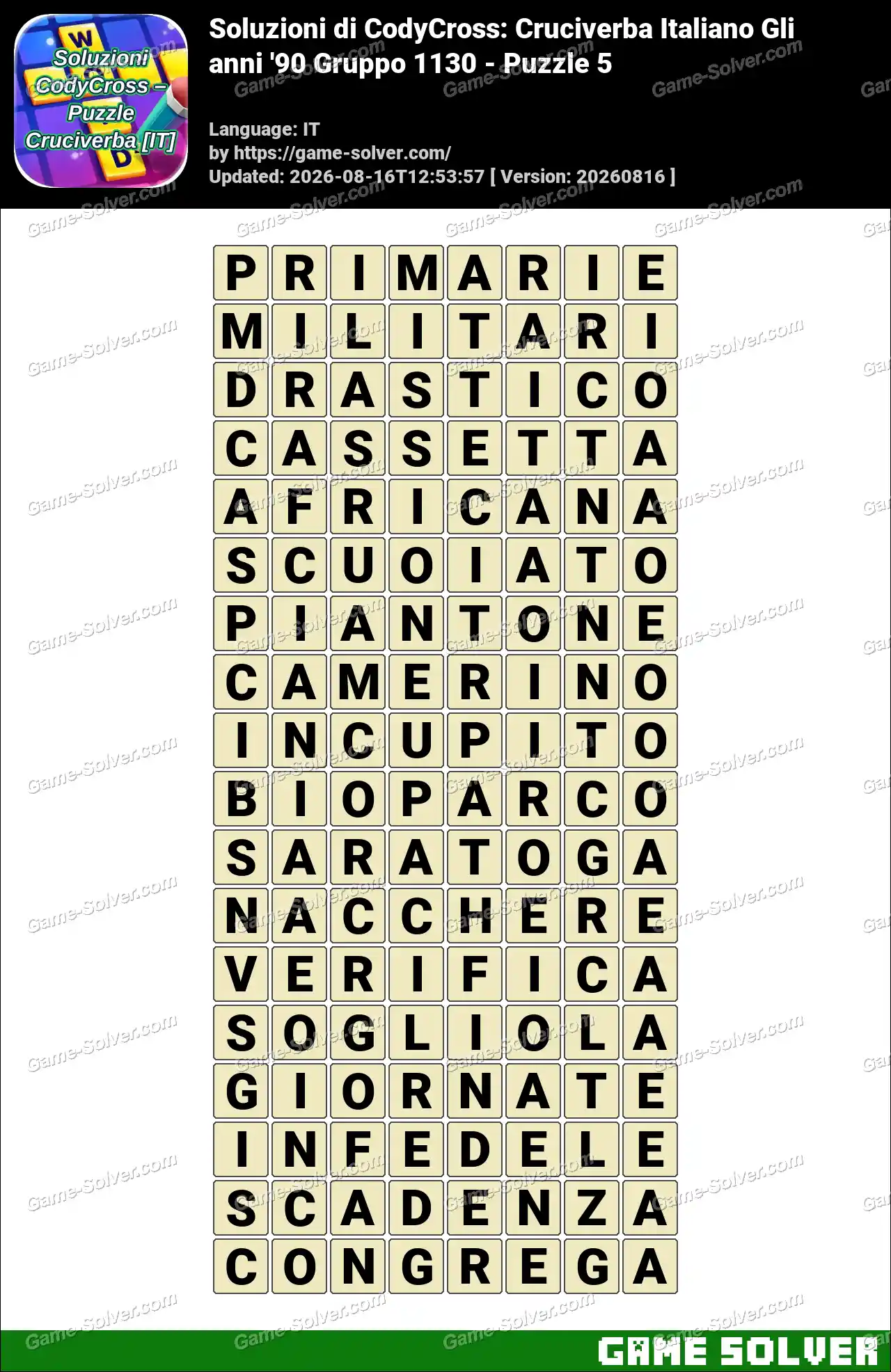 Soluzioni di CodyCross: Cruciverba Italiano Gli anni ’90 Gruppo 1130 – Puzzle 5